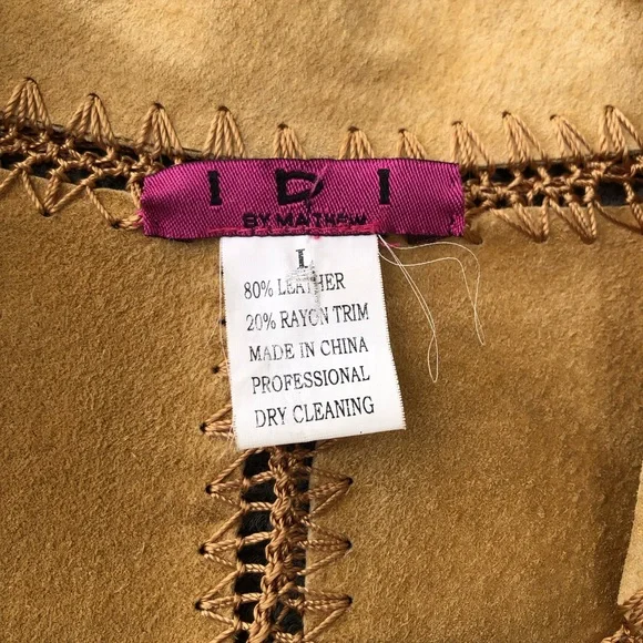 IDI by Mathew vintage leather suede patchwork crochet jacket size large - Picture 3 of 12